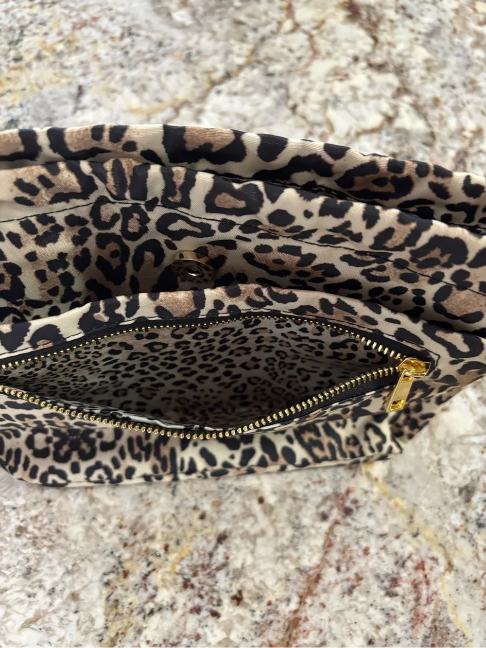 Chico's Leopard Print Cosmetic Pouch in Black and Brown